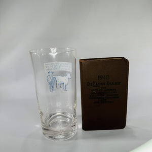 Vintage Farm Advertising Bundle — Surge Milker Glass & 1948 De Laval Pocket Diary — Dairy Farming Ephemera, Agricultural History