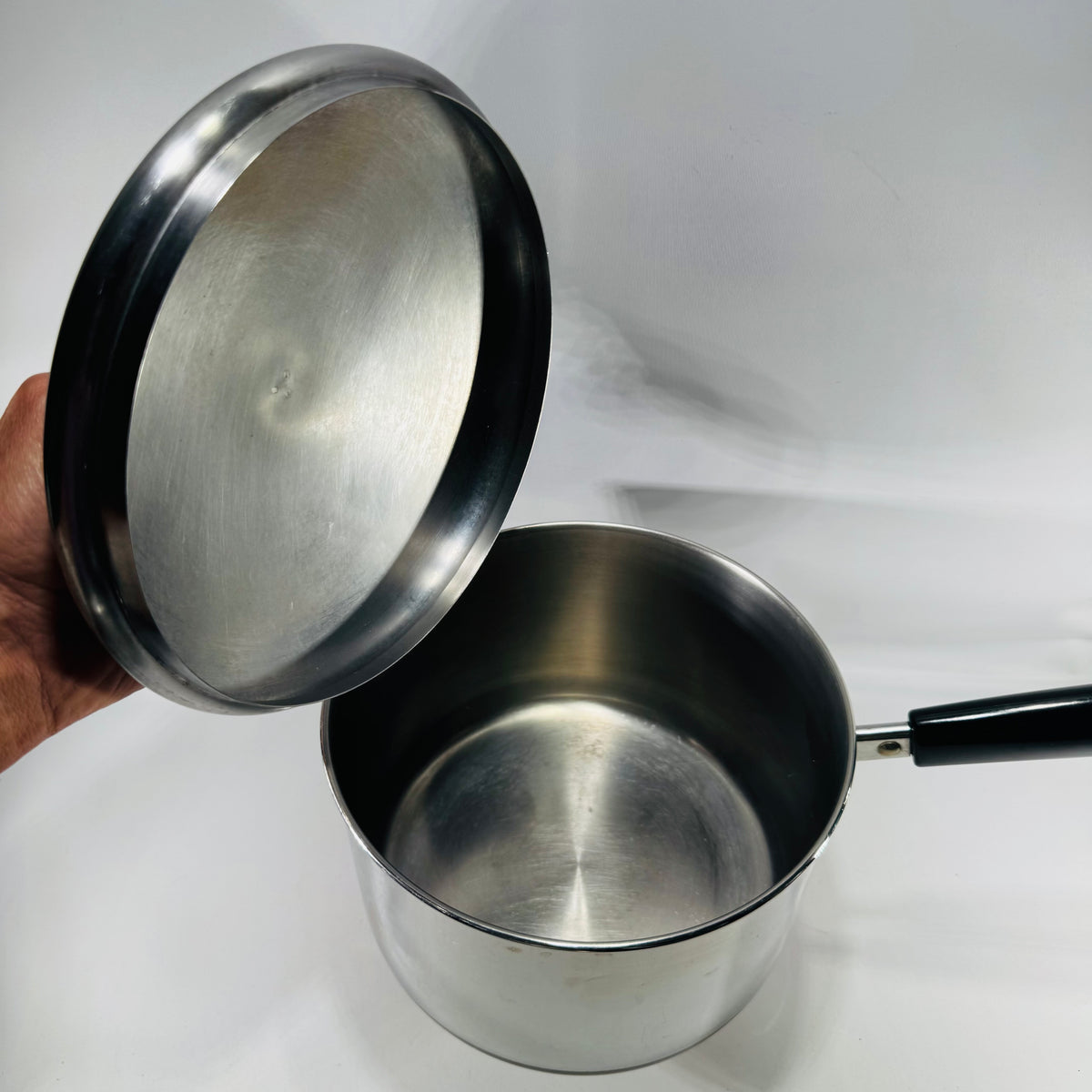 Vintage Revere Ware 3 Quart Saucepan with Lid Copper Bottom 1801 Clinton Illinois USA 94I