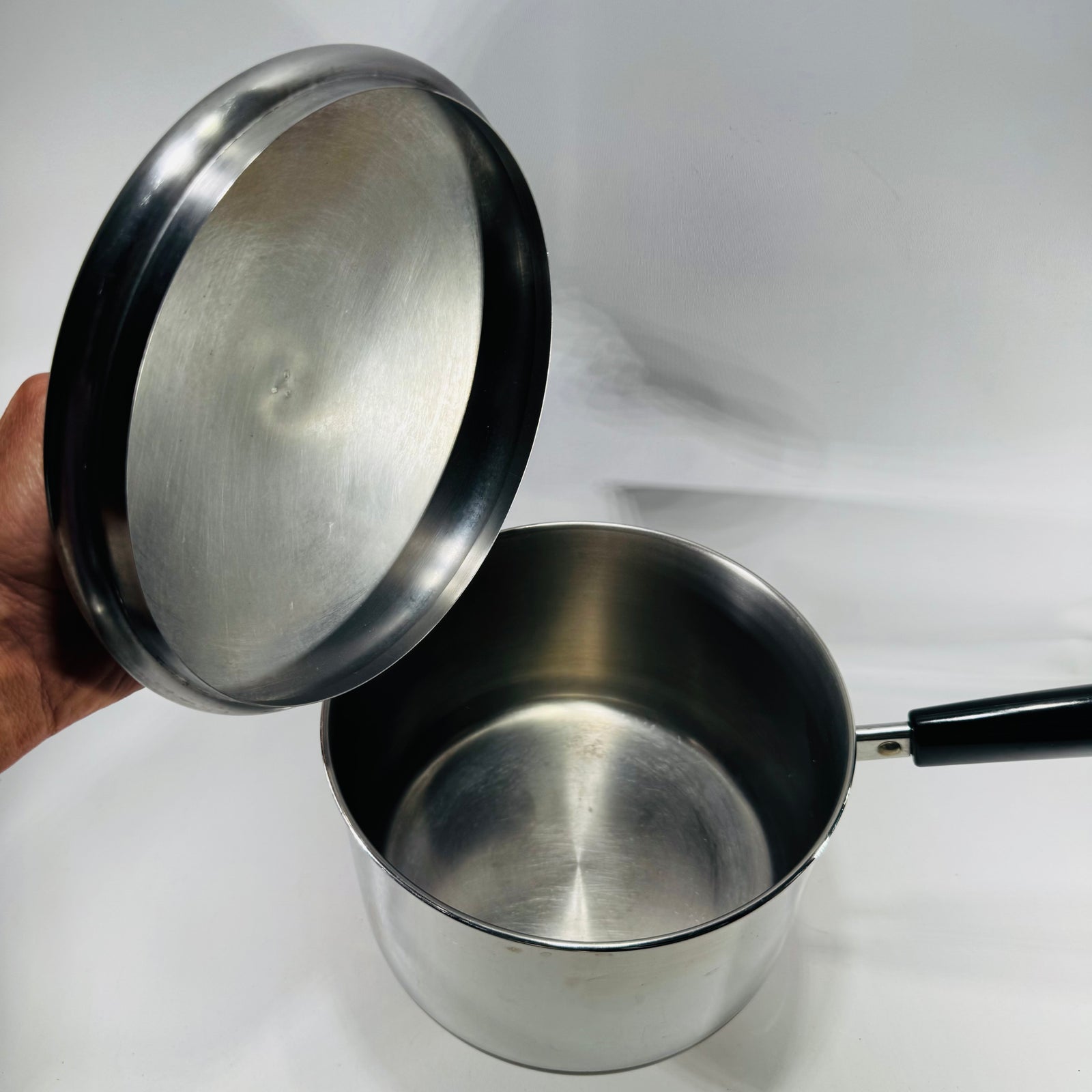 Vintage Revere Ware 3 Quart Saucepan with Lid Copper Bottom 1801 Clinton Illinois USA 94I