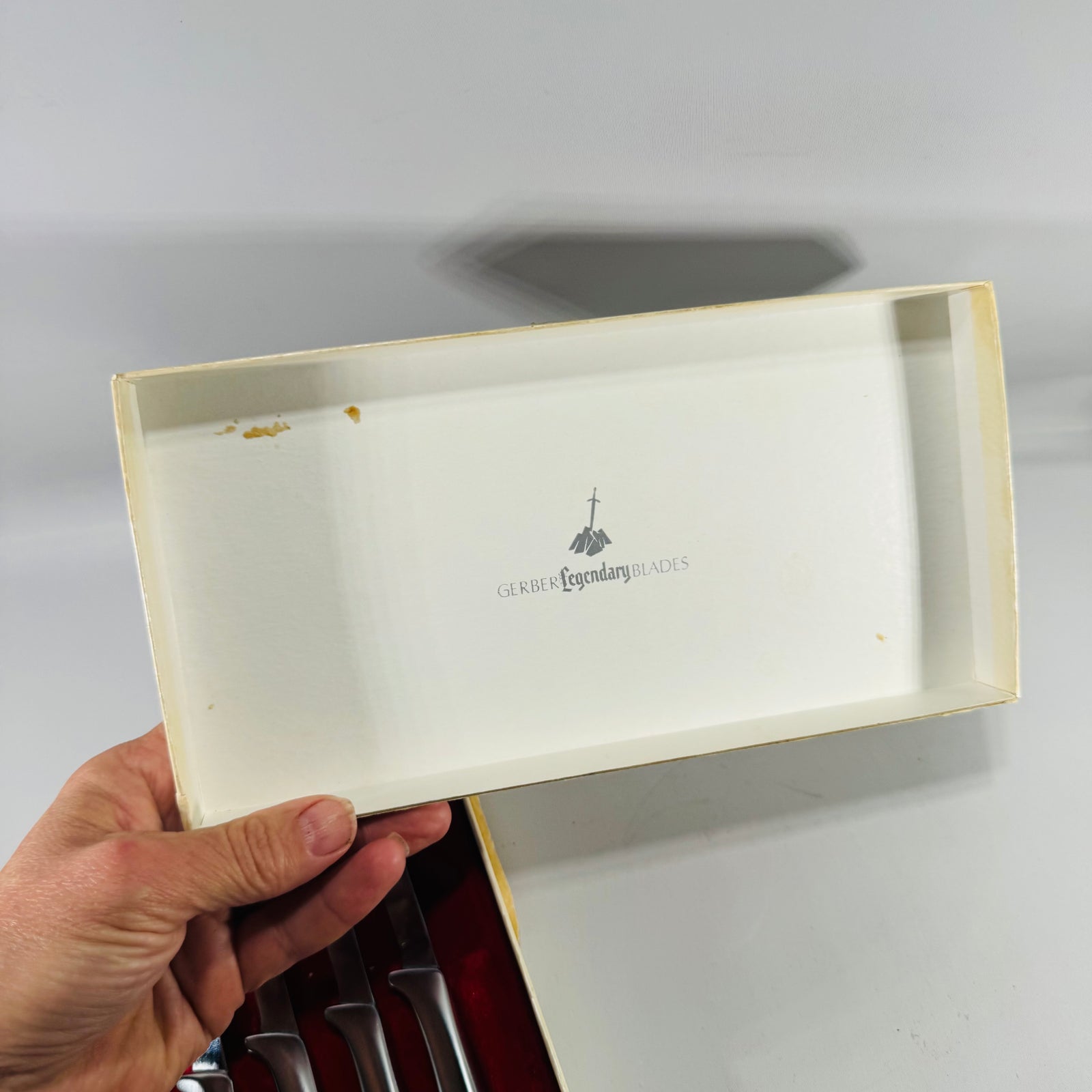 Vintage Gerber Miming Steak Knife Set of 4 Mid Century Modern Cutlery in Original Red Velvet Box