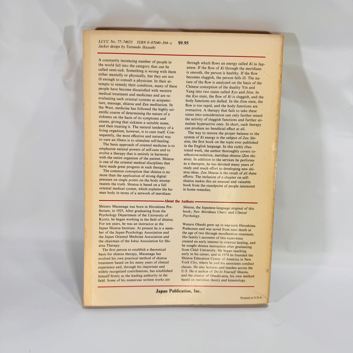 Zen Shiatsu: How to Harmonize Yin and Yang for Better Health by Shizuto Masunaga (1977), Paperback