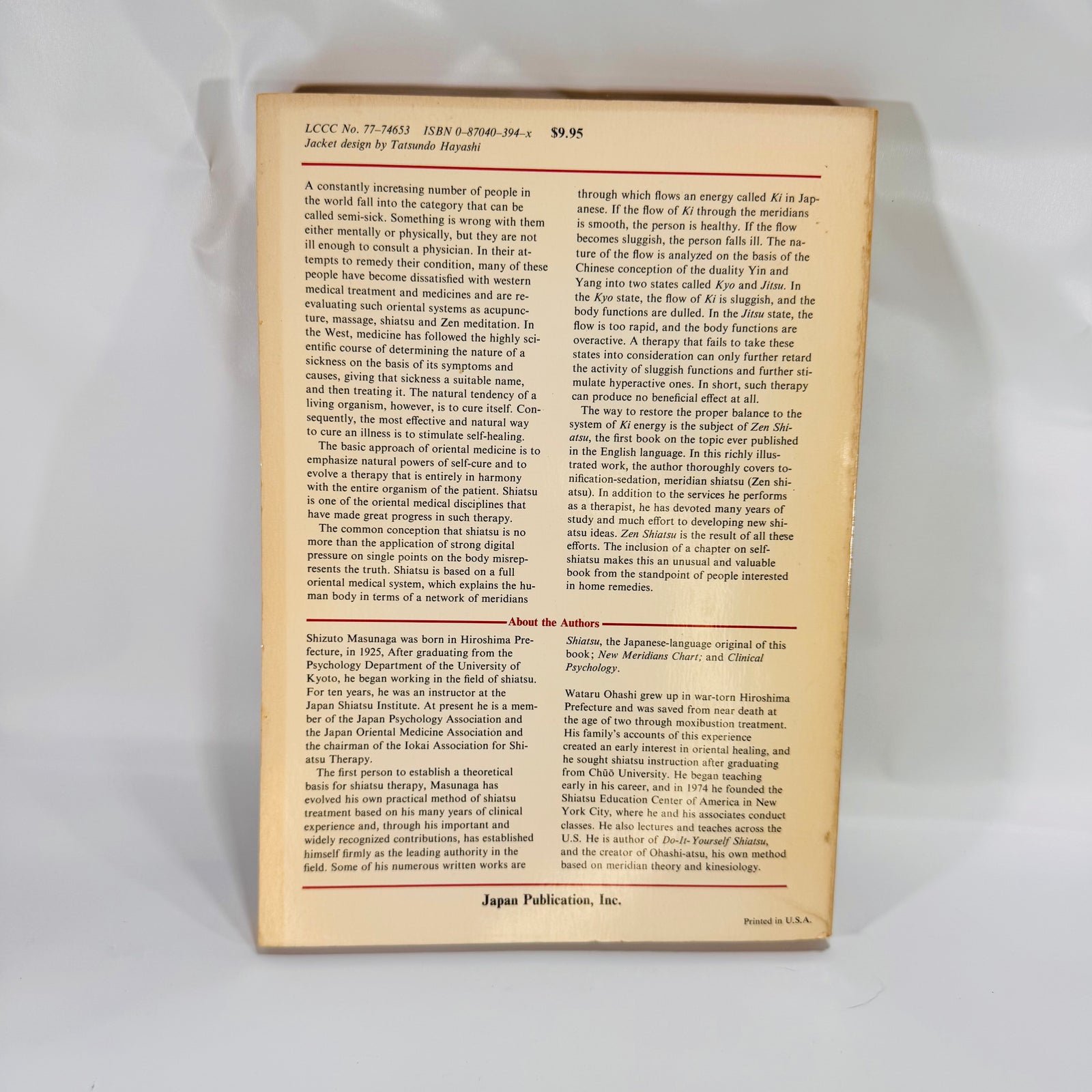Zen Shiatsu: How to Harmonize Yin and Yang for Better Health by Shizuto Masunaga (1977), Paperback