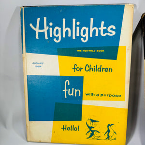Mid-Century Children’s Decor Bundle — Highlights for Children Hardcover Set (1964) — 4 Volumes | Atomic Design,Children’s Literature & Americana