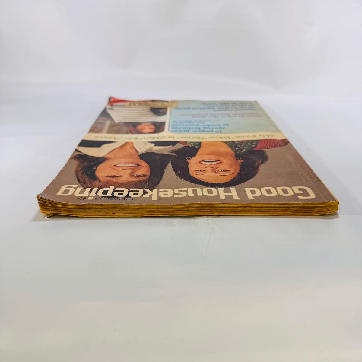 Good Housekeeping February 1974 lying flat, top edge view