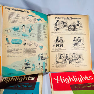 Mid-Century Children’s Decor Bundle — Highlights for Children Hardcover Set (1964) — 4 Volumes | Atomic Design,Children’s Literature & Americana