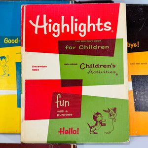 Mid-Century Children’s Decor Bundle — Highlights for Children Hardcover Set (1964) — 4 Volumes | Atomic Design,Children’s Literature & Americana