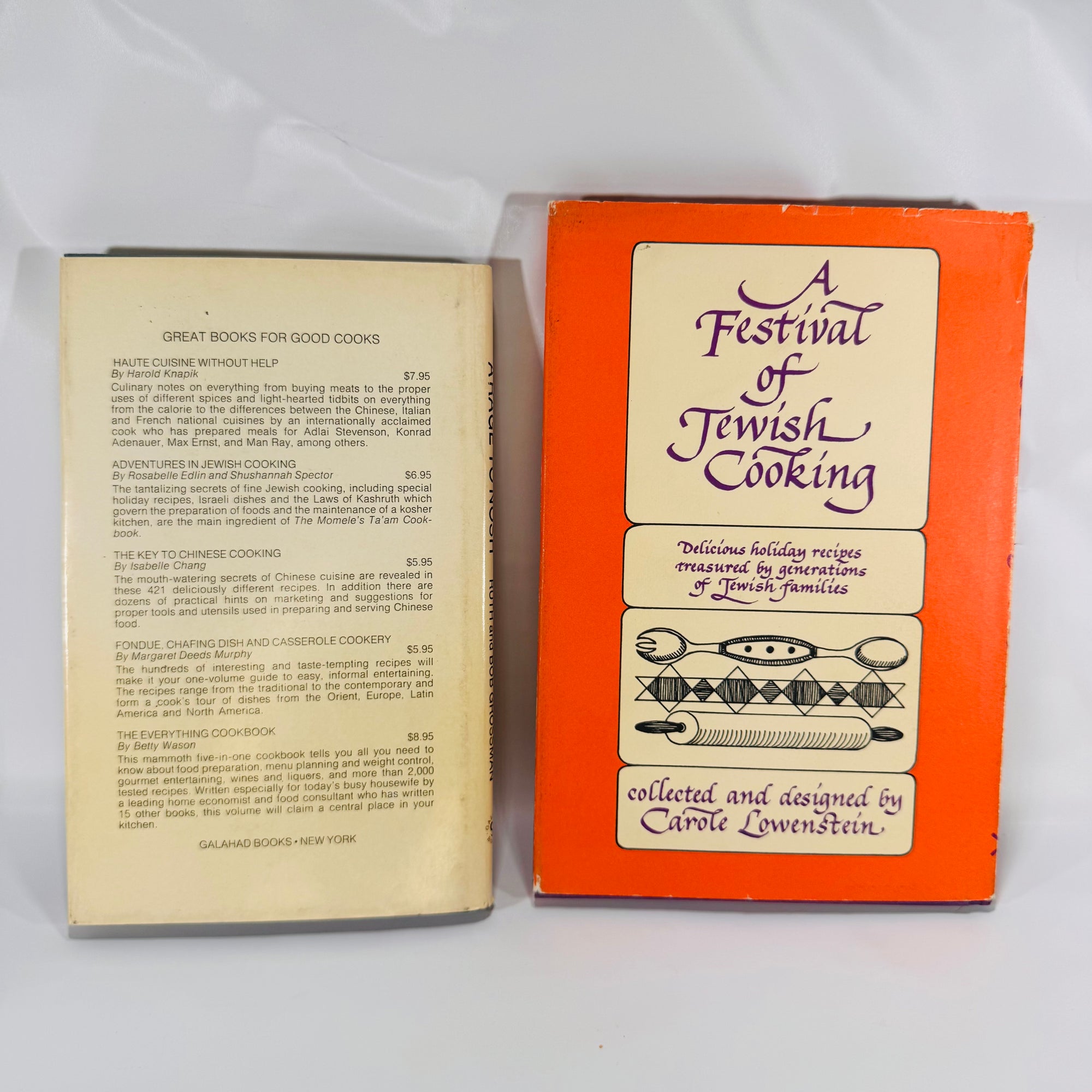 2 Vintage Jewish Cookbooks – Race to Nosh (1966) & A Festival of Jewish Cooking (1971), Hardcover with Dust Jackets