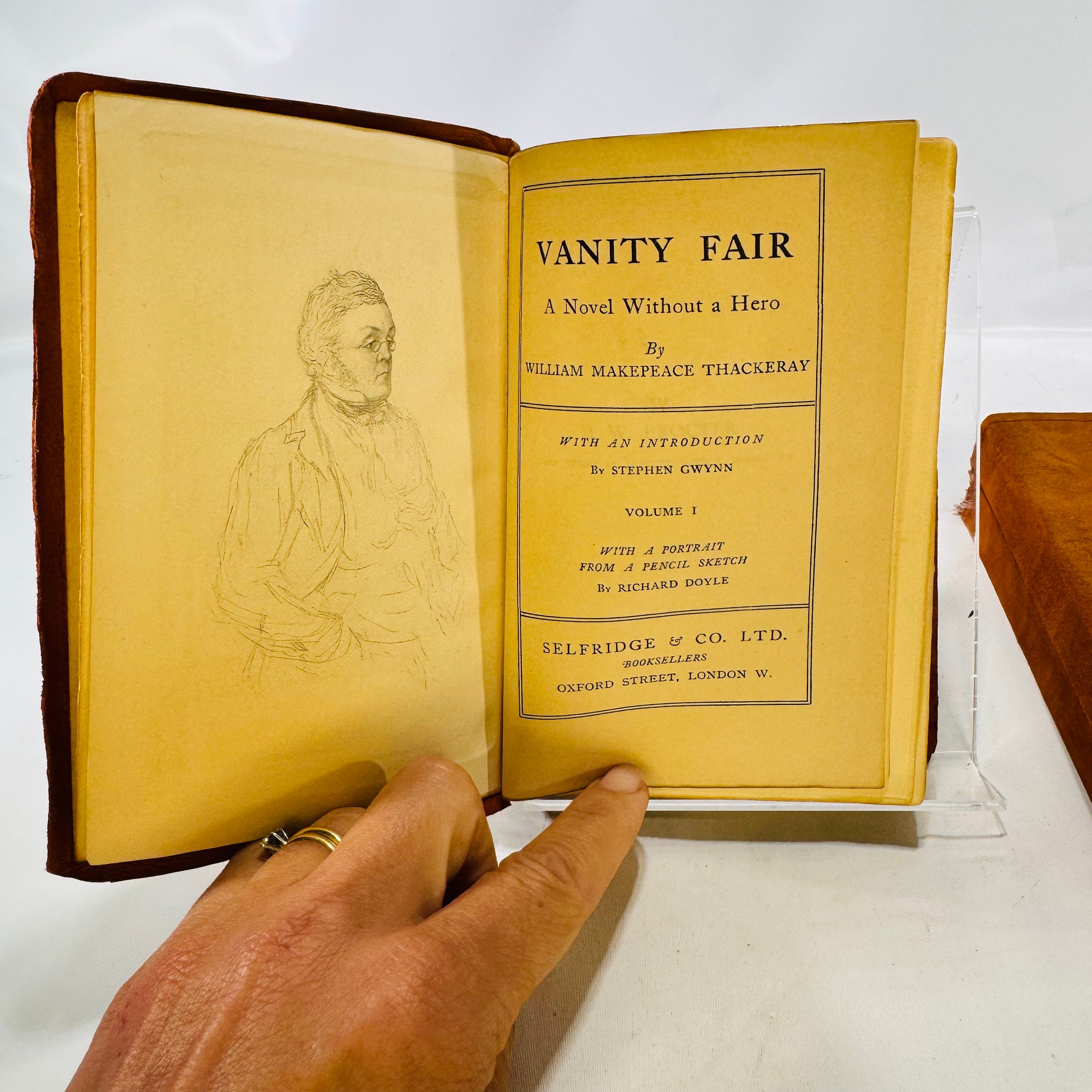 Vanity Fair by William Makepeace Thackeray Undated 3 Volumes Selfridge & Co. Ltd. Leather Bound Books