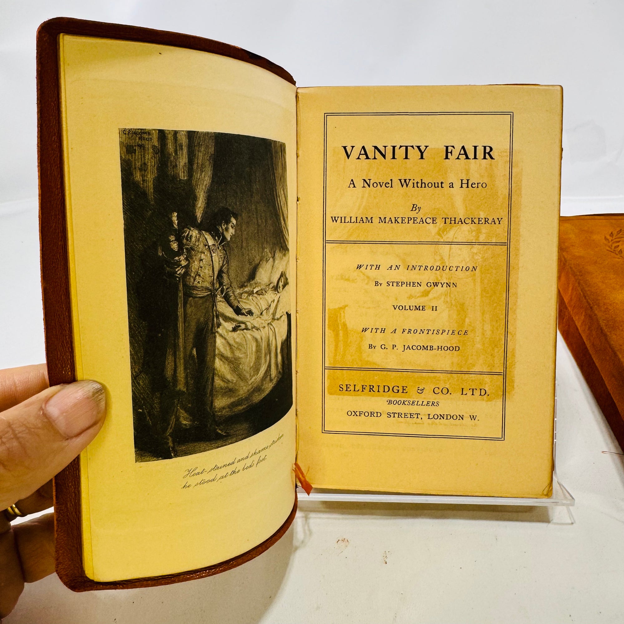 Vanity Fair by William Makepeace Thackeray Undated 3 Volumes Selfridge & Co. Ltd. Leather Bound Books