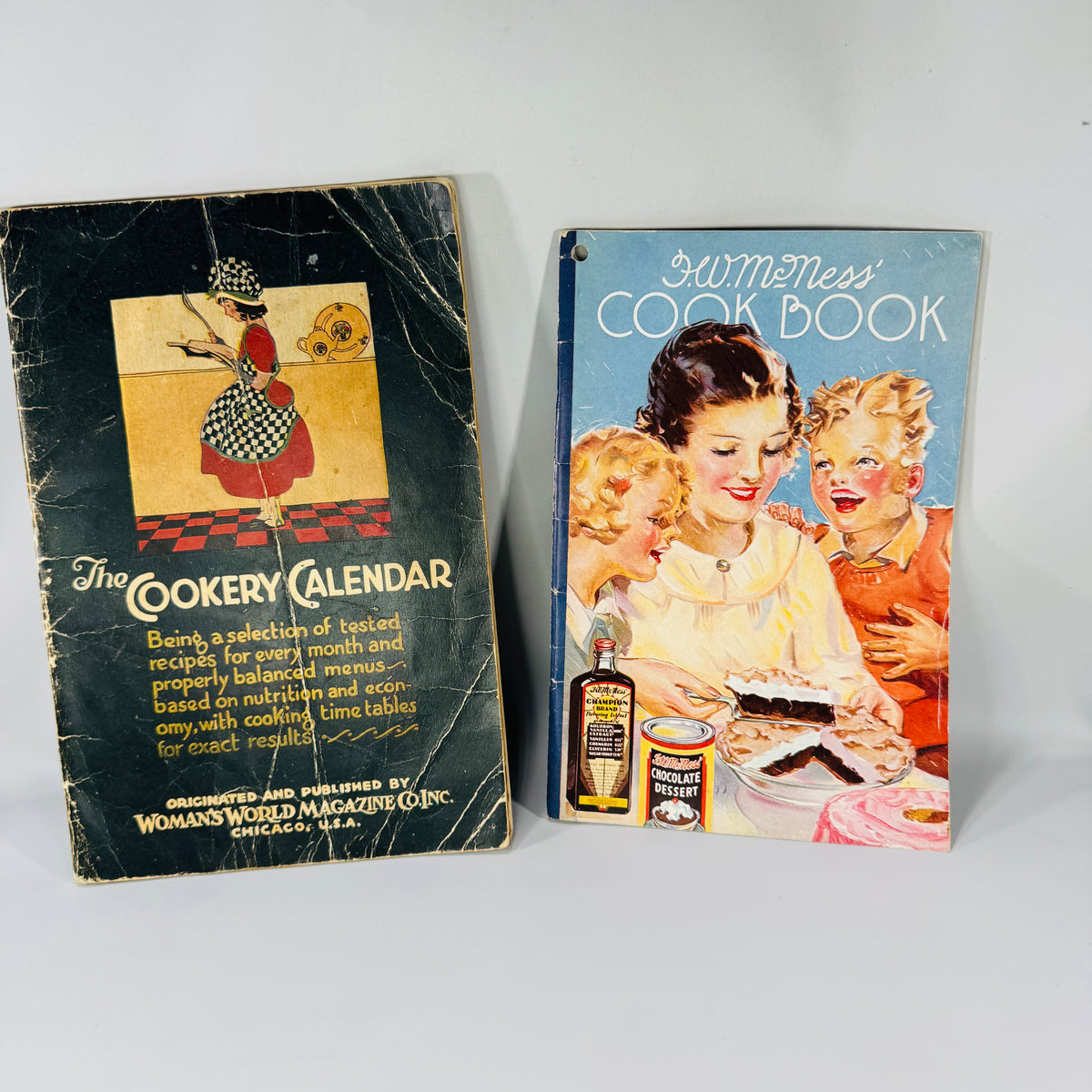 Vintage Cookbooks, Culinary History — The Cookery Calendar (1927) + H.W. McNess Cook Book (1935) — Woman’s World Magazine Co. | Illustrated Recipes, Culinary History