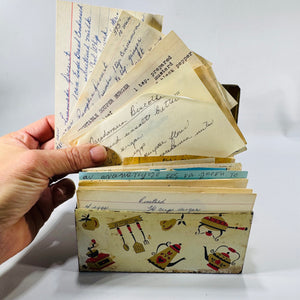 Vintage Recipe Box & Culinary Ephemera — “Recipes” Metal Tin (Estate Find) — Family Handwritten Recipe Cards | Kitchen Motif, Culinary Ephemera