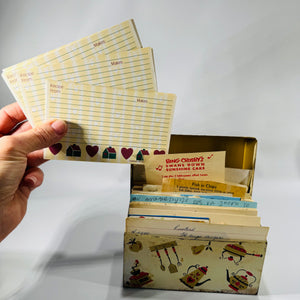 Vintage Recipe Box & Culinary Ephemera — “Recipes” Metal Tin (Estate Find) — Family Handwritten Recipe Cards | Kitchen Motif, Culinary Ephemera