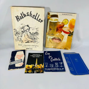 Vintage Cocktail Booklet Bundle+ Rathskeller Bar Song Book (Bacardi • Schenley • American Distilling • Hiram Walker • Galliano | 1950s Ephemera)  Description