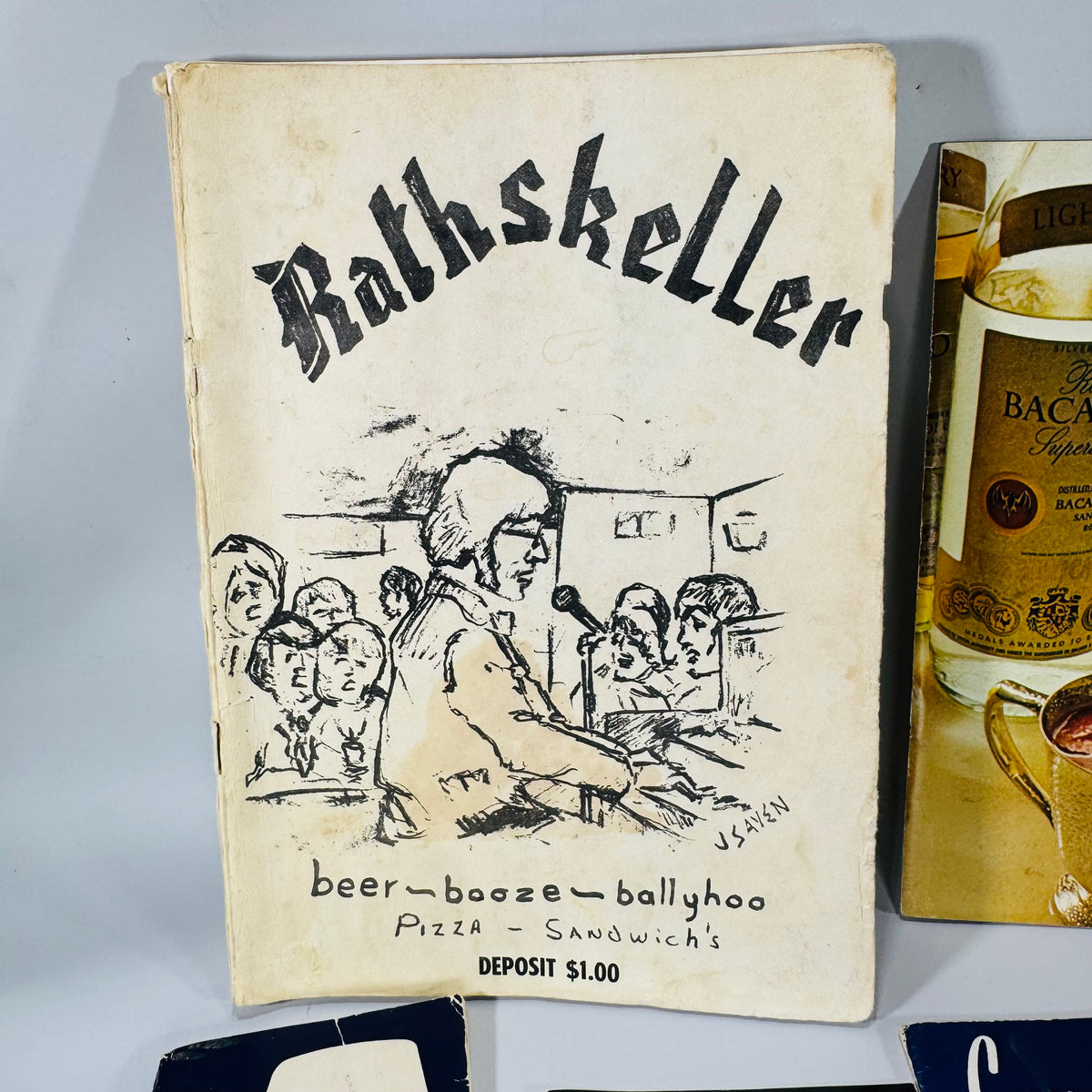 Vintage Cocktail Booklet Bundle+ Rathskeller Bar Song Book (Bacardi • Schenley • American Distilling • Hiram Walker • Galliano | 1950s Ephemera)