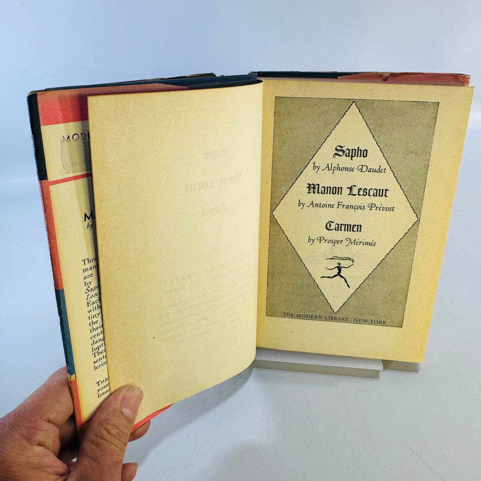 Three Famous French Romances Modern Library No. 85 Hardcover with Dust Jacket Sapho Manon Lescaut Carmen