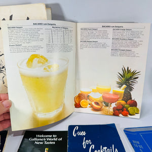 Vintage Cocktail Booklet Bundle+ Rathskeller Bar Song Book (Bacardi • Schenley • American Distilling • Hiram Walker • Galliano | 1950s Ephemera)  Description