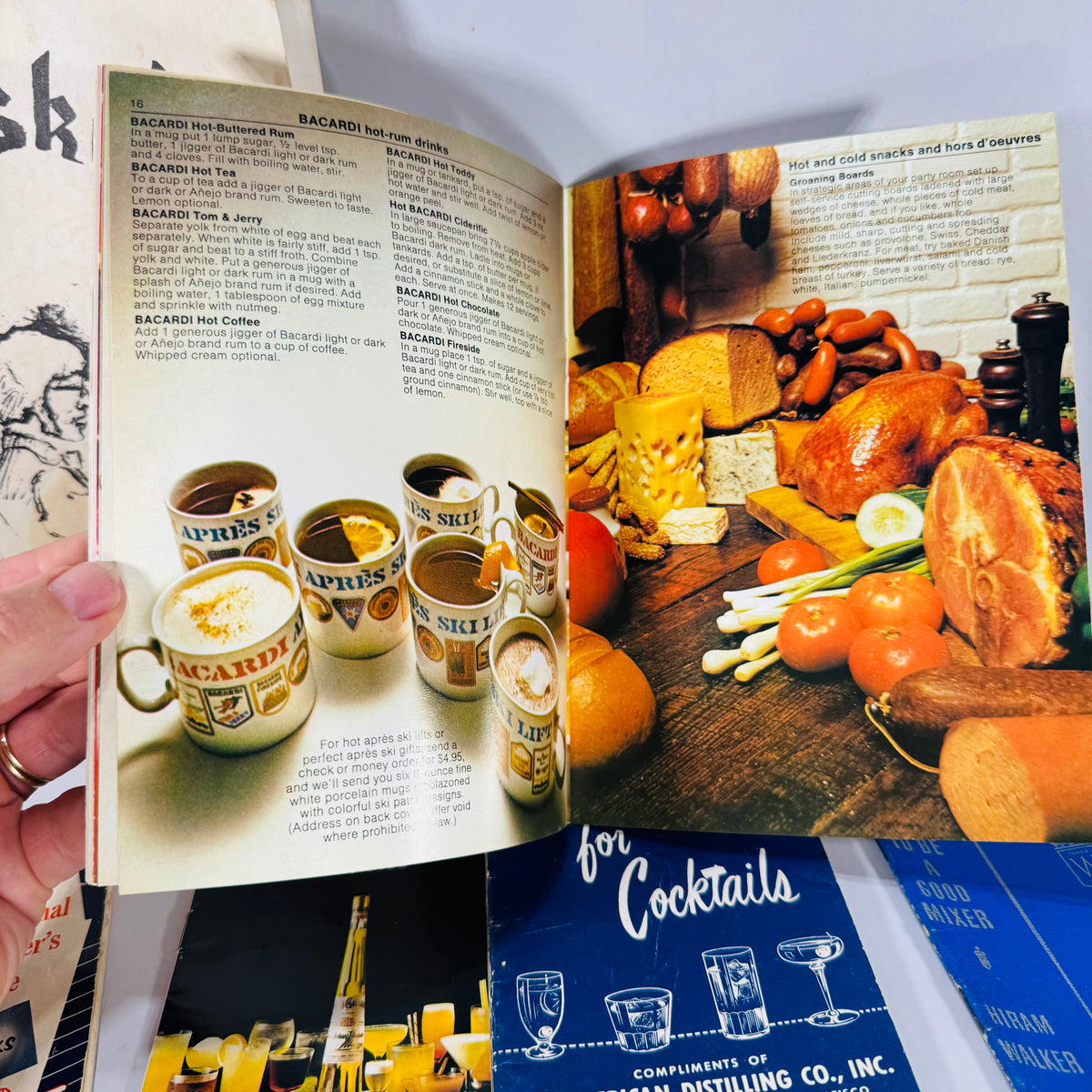 Vintage Cocktail Booklet Bundle+ Rathskeller Bar Song Book (Bacardi • Schenley • American Distilling • Hiram Walker • Galliano | 1950s Ephemera)