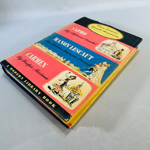 Three Famous French Romances Modern Library No. 85 Hardcover with Dust Jacket Sapho Manon Lescaut Carmen