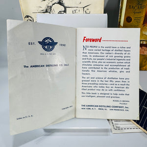 Vintage Cocktail Booklet Bundle+ Rathskeller Bar Song Book (Bacardi • Schenley • American Distilling • Hiram Walker • Galliano | 1950s Ephemera)  Description