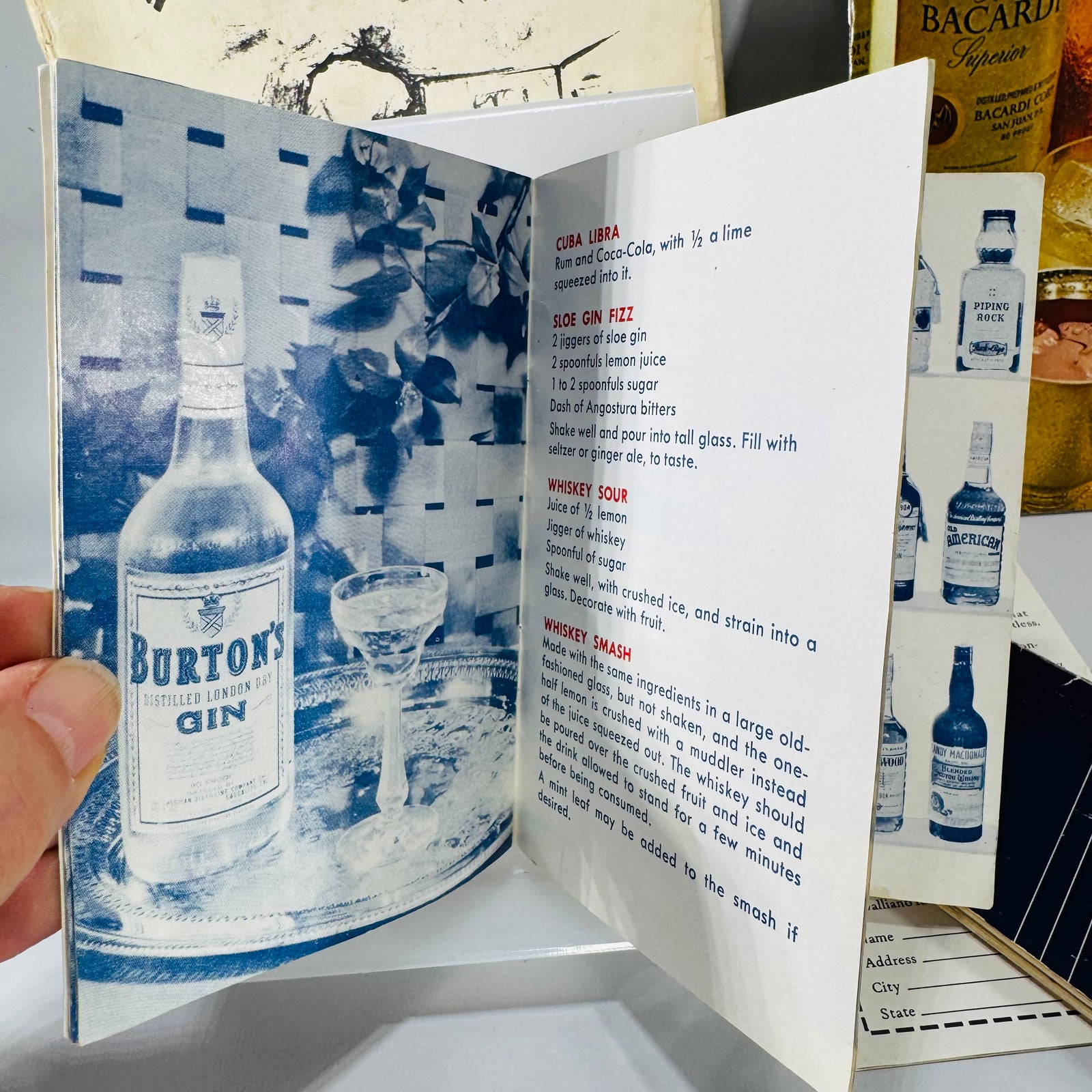 Vintage Cocktail Booklet Bundle+ Rathskeller Bar Song Book (Bacardi • Schenley • American Distilling • Hiram Walker • Galliano | 1950s Ephemera)