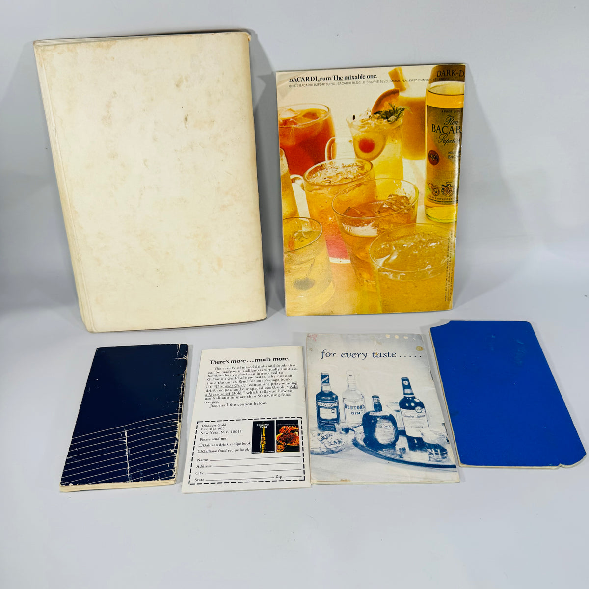 Vintage Cocktail Booklet Bundle+ Rathskeller Bar Song Book (Bacardi • Schenley • American Distilling • Hiram Walker • Galliano | 1950s Ephemera)