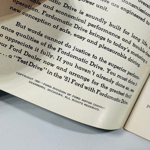 Vintage Automotive Reference Ephemera — Fordomatic Drive “Finest for Efficient and Effortless Driving” Booklet (1950–1951) — Ford Division, Ford Motor Company | Illustrated, 22 Pages, Automotive Reference