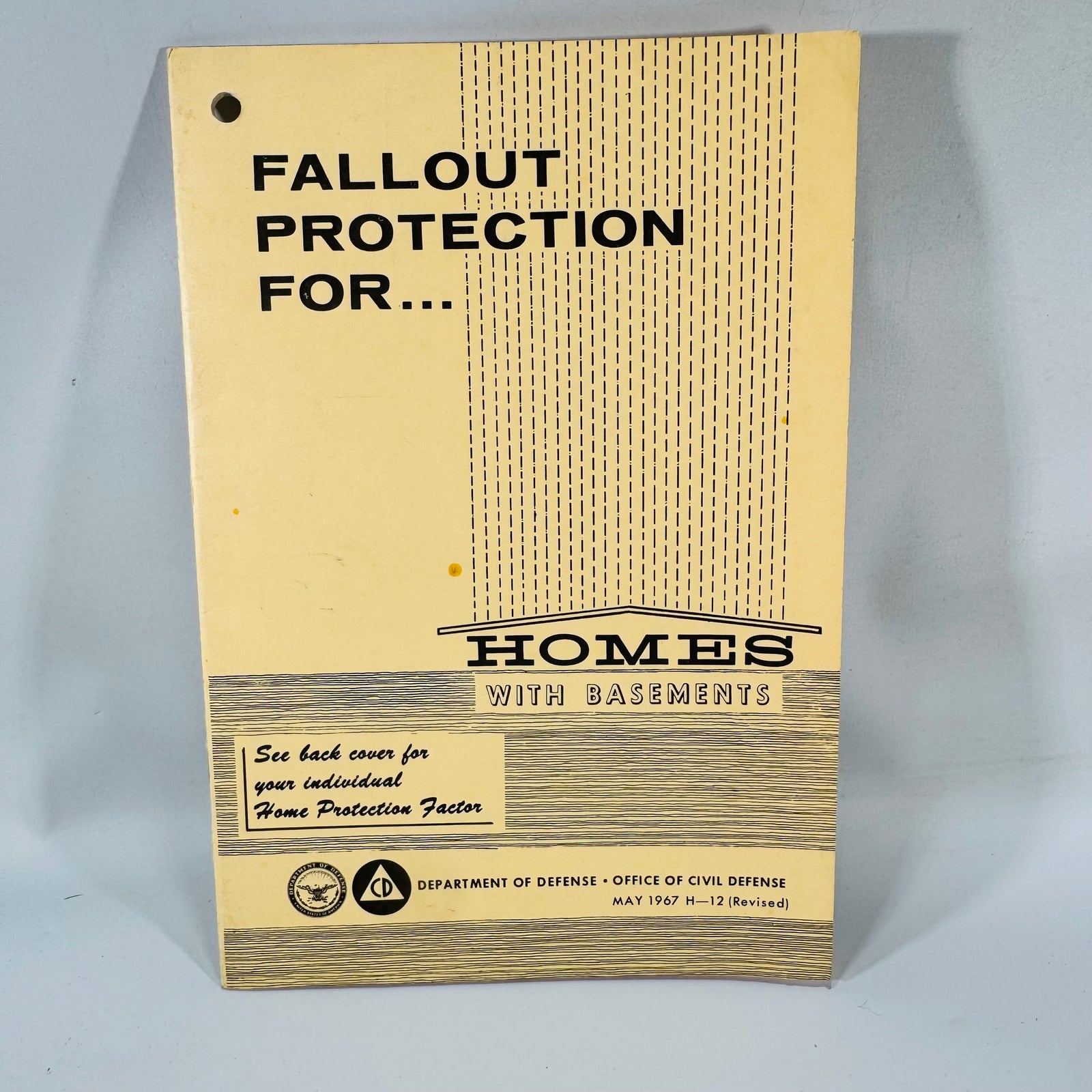 Vintage Cold War Civil Defense Booklet (1967) — “Fallout Protection for… Homes With Basements” | U.S. Dept. of Defense Office of Civil Defense | Fallout Shelter Guide Pamphlet, 24 Pages