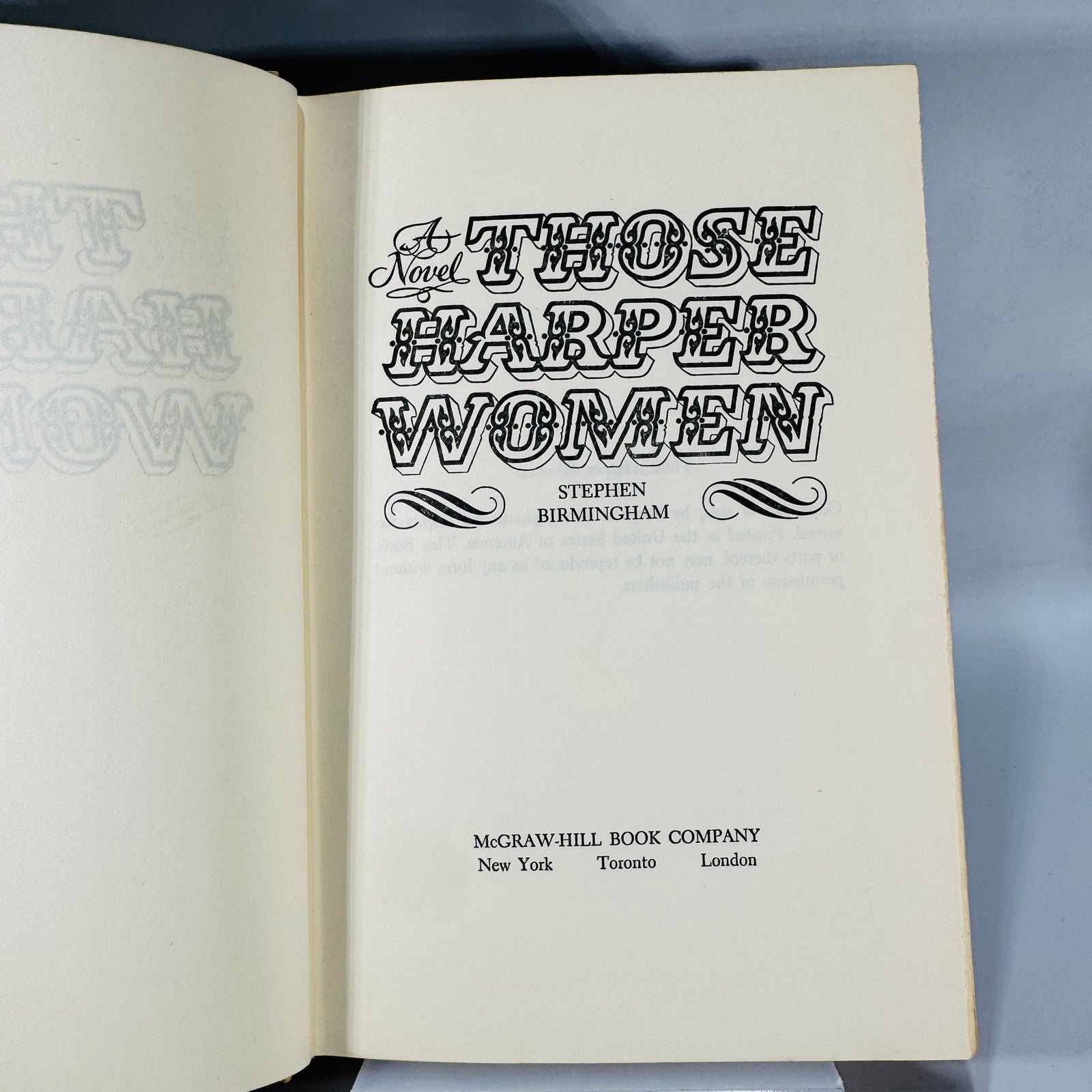 Vintage Midcentury Family Saga Novel — Those Harper Women (1964) — Stephen Birmingham | McGraw-Hill Hardcover w/ Dust Jacket, Historical Family Saga Fiction
