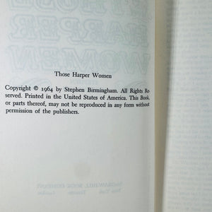 Vintage Midcentury Family Saga Novel — Those Harper Women (1964) — Stephen Birmingham | McGraw-Hill Hardcover w/ Dust Jacket, Historical Family Saga Fiction