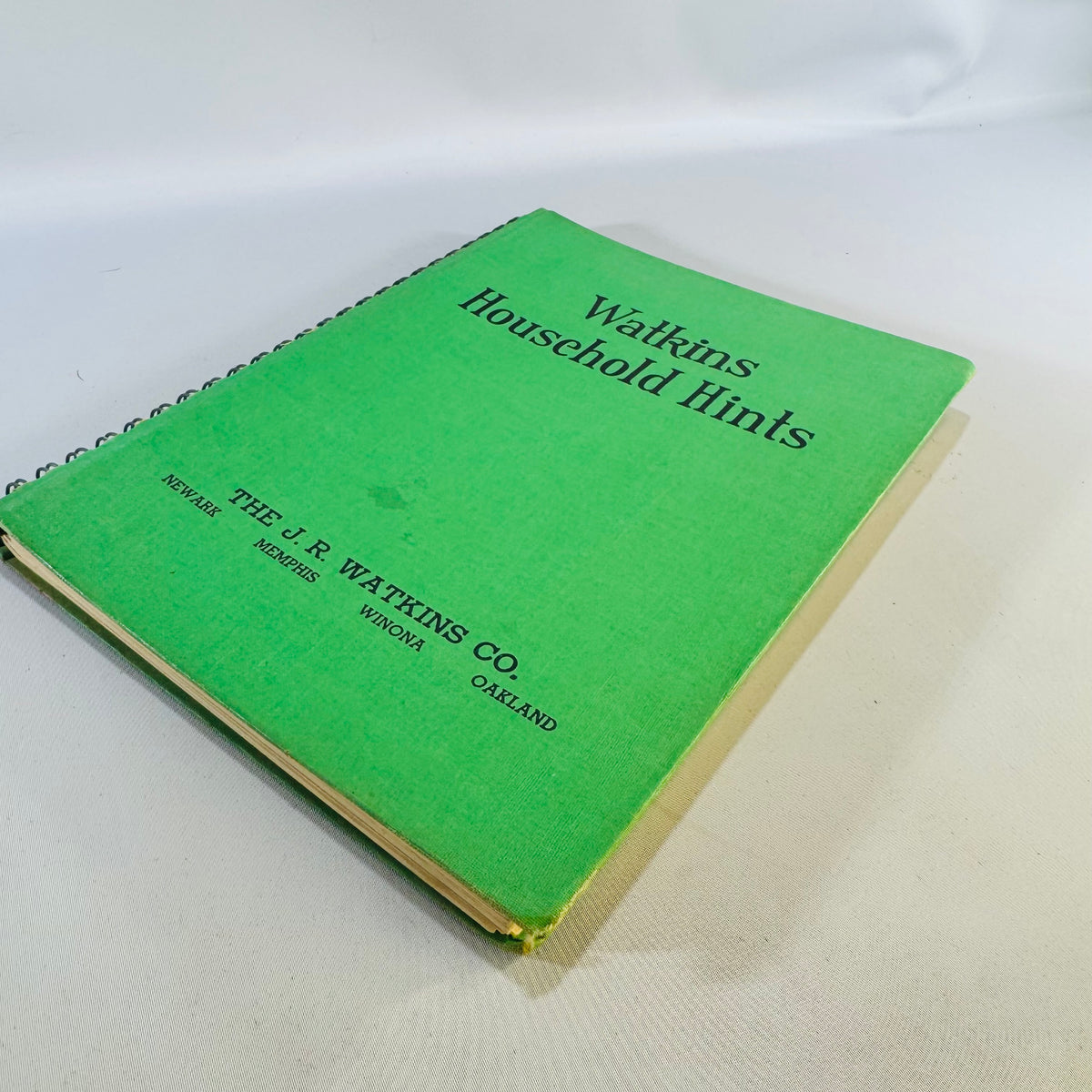 1941 Watkins Household Hints Green Cover Cookbook Elaine Allen Metal Spiral Third Edition