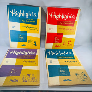 Mid-Century Highlights for Children 1965 Lot of 4 — Jan Feb Apr June-July (Vol 20) — Pictorial Boards, Children’s Activities & Educational Stories