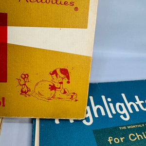 Mid-Century Highlights for Children 1965 Lot of 4 — Jan Feb Apr June-July (Vol 20) — Pictorial Boards, Children’s Activities & Educational Stories