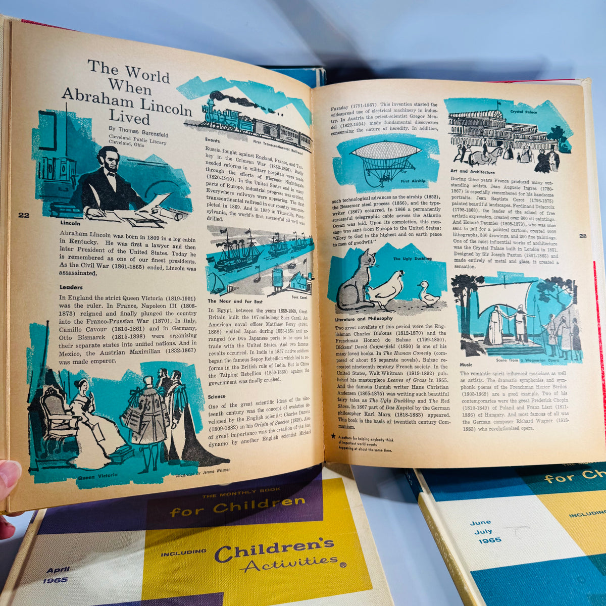 Mid-Century Highlights for Children 1965 Lot of 4 — Jan Feb Apr June-July (Vol 20) — Pictorial Boards, Children’s Activities & Educational Stories