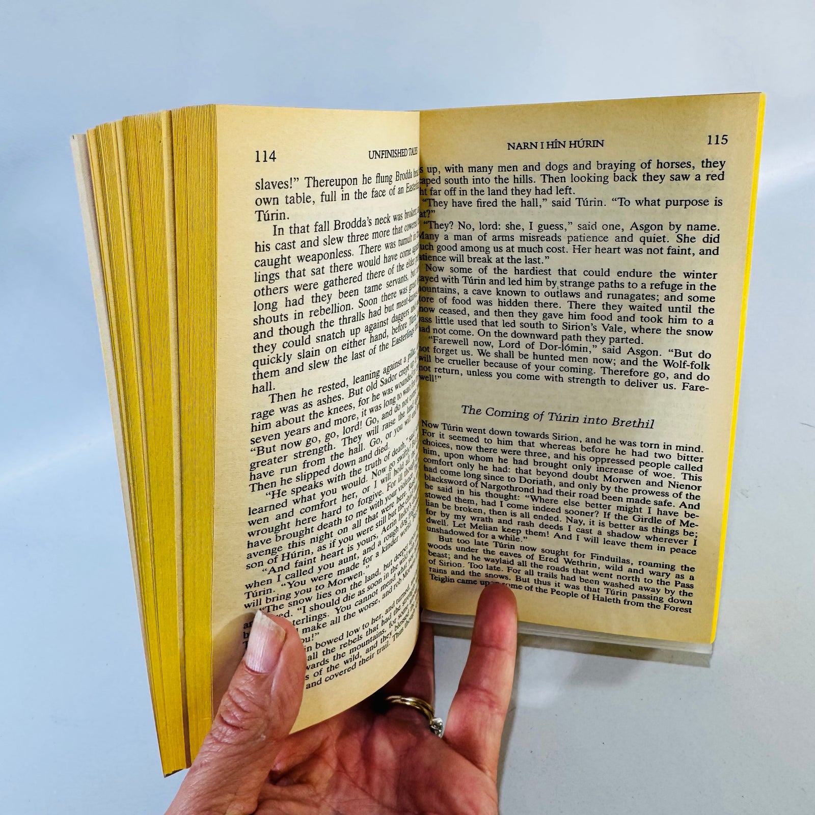 Unfinished Tales J.R.R. Tolkien 1988 Ballantine Paperback Yellow Cover Middle-earth Lore