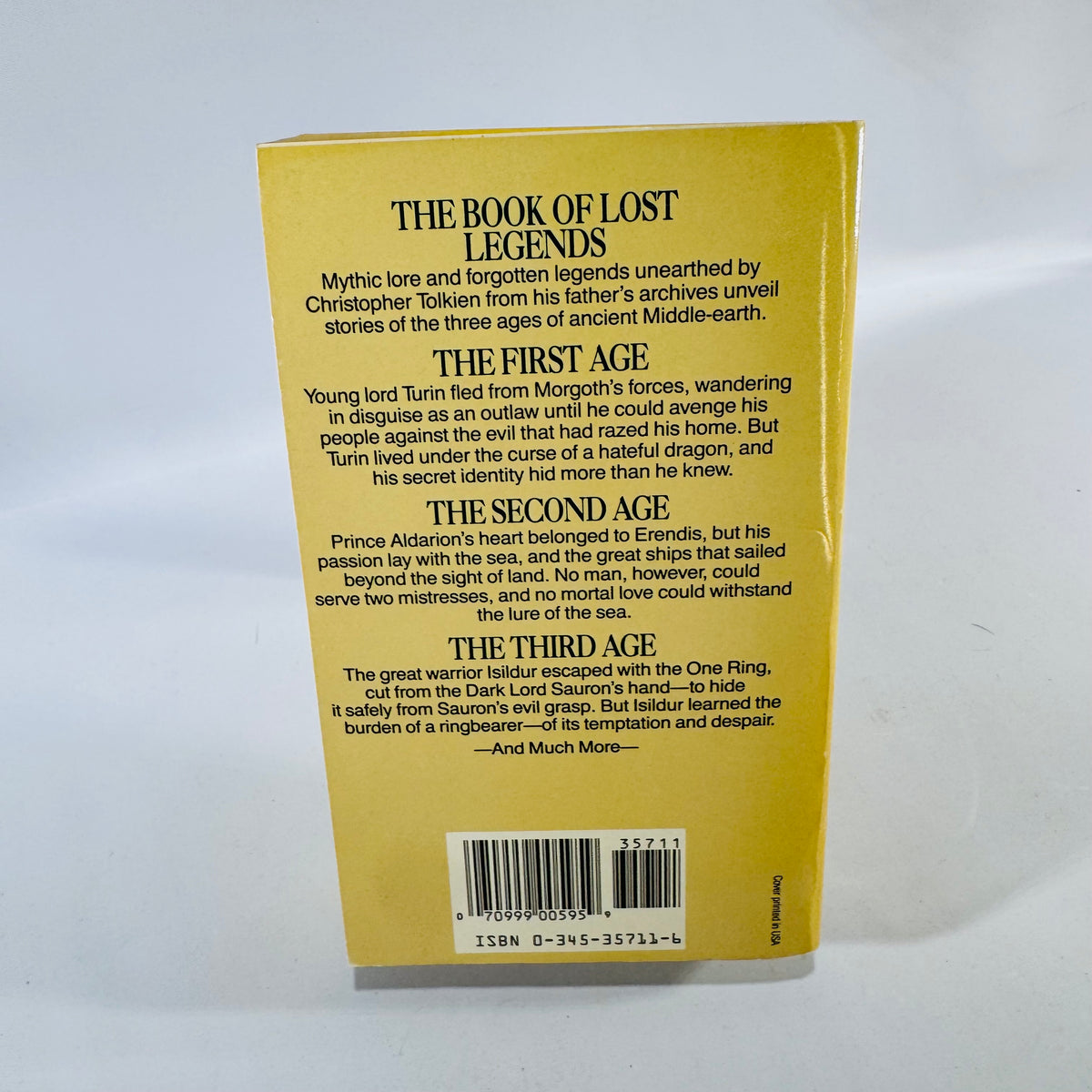 Unfinished Tales J.R.R. Tolkien 1988 Ballantine Paperback Yellow Cover Middle-earth Lore