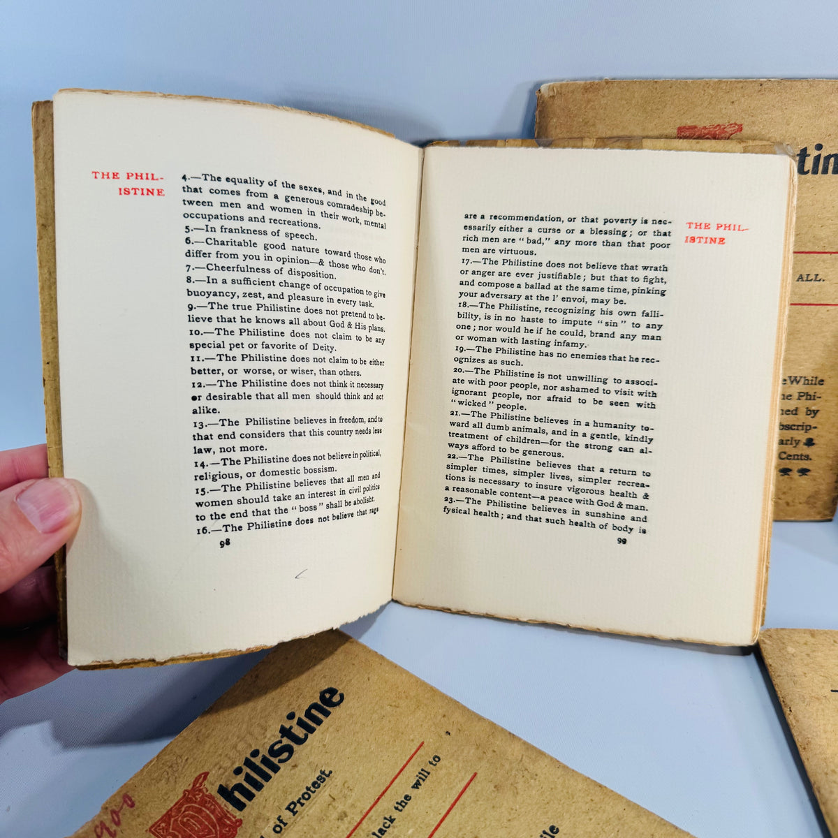 Antique Roycroft Little Magazine Bundle — The Philistine A Periodical of Protest (1899–1902) — Elbert Hubbard | 5 Issue Lot, Literary Satire & Social Commentary