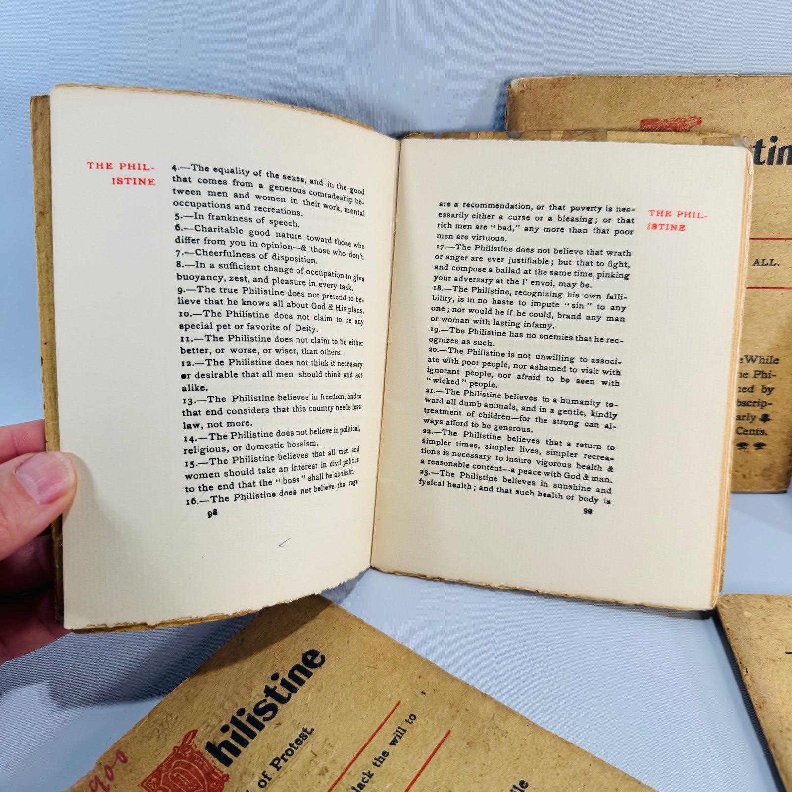 Antique Roycroft Little Magazine Bundle — The Philistine A Periodical of Protest (1899–1902) — Elbert Hubbard | 5 Issue Lot, Literary Satire & Social Commentary