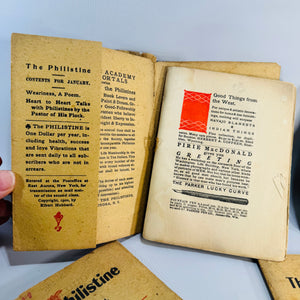 Antique Roycroft Little Magazine Bundle — The Philistine A Periodical of Protest (1899–1902) — Elbert Hubbard | 5 Issue Lot, Literary Satire & Social Commentary