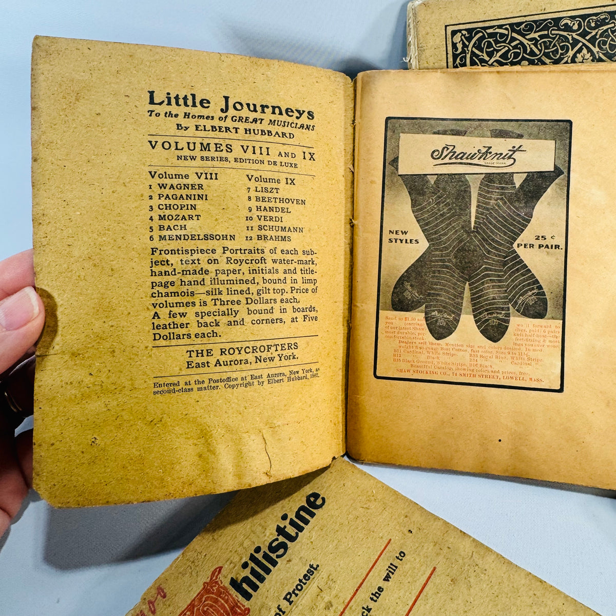 Antique Roycroft Little Magazine Bundle — The Philistine A Periodical of Protest (1899–1902) — Elbert Hubbard | 5 Issue Lot, Literary Satire & Social Commentary