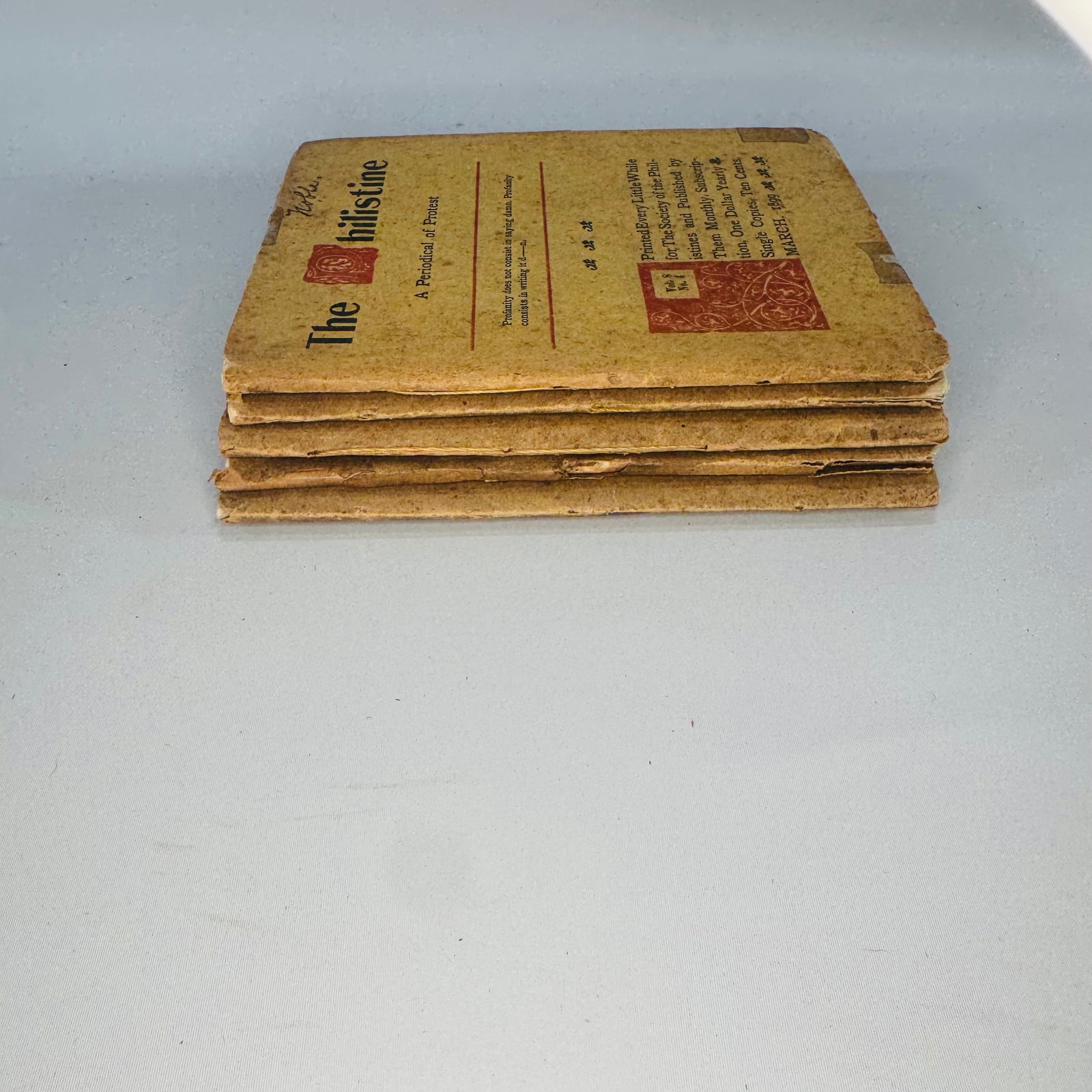 Antique Roycroft Little Magazine Bundle — The Philistine A Periodical of Protest (1899–1902) — Elbert Hubbard | 5 Issue Lot, Literary Satire & Social Commentary