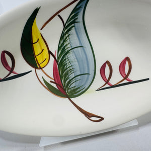Blue Ridge Fantasia Oval Platter Vintage Hand Painted Southern Potteries Leaf Dish