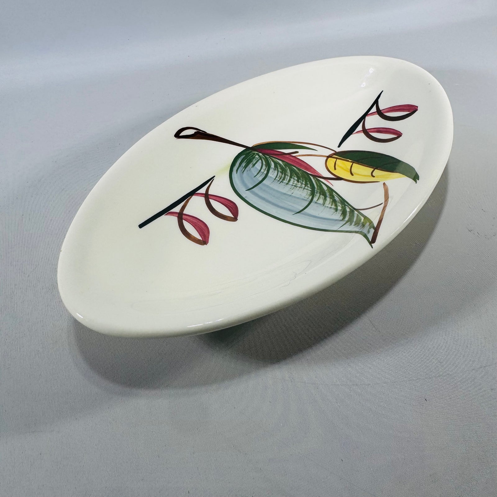 Blue Ridge Fantasia Oval Platter Vintage Hand Painted Southern Potteries Leaf Dish