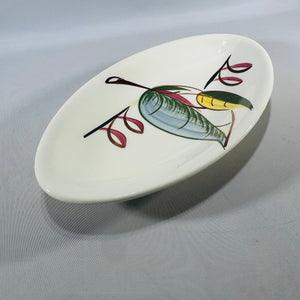Blue Ridge Fantasia Oval Platter Vintage Hand Painted Southern Potteries Leaf Dish