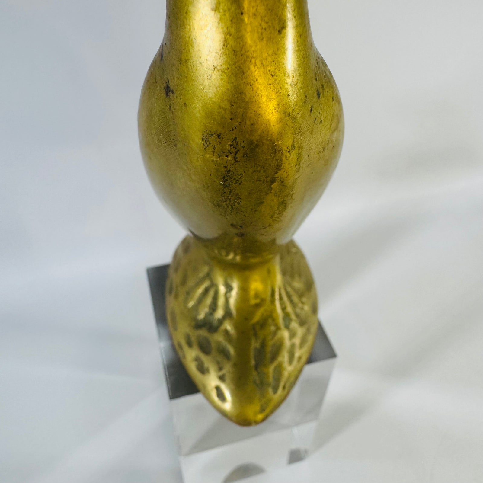 Vintage Brass Swan Figurine 8 Inch  Cast Bird Statue Hollywood Regency Decor