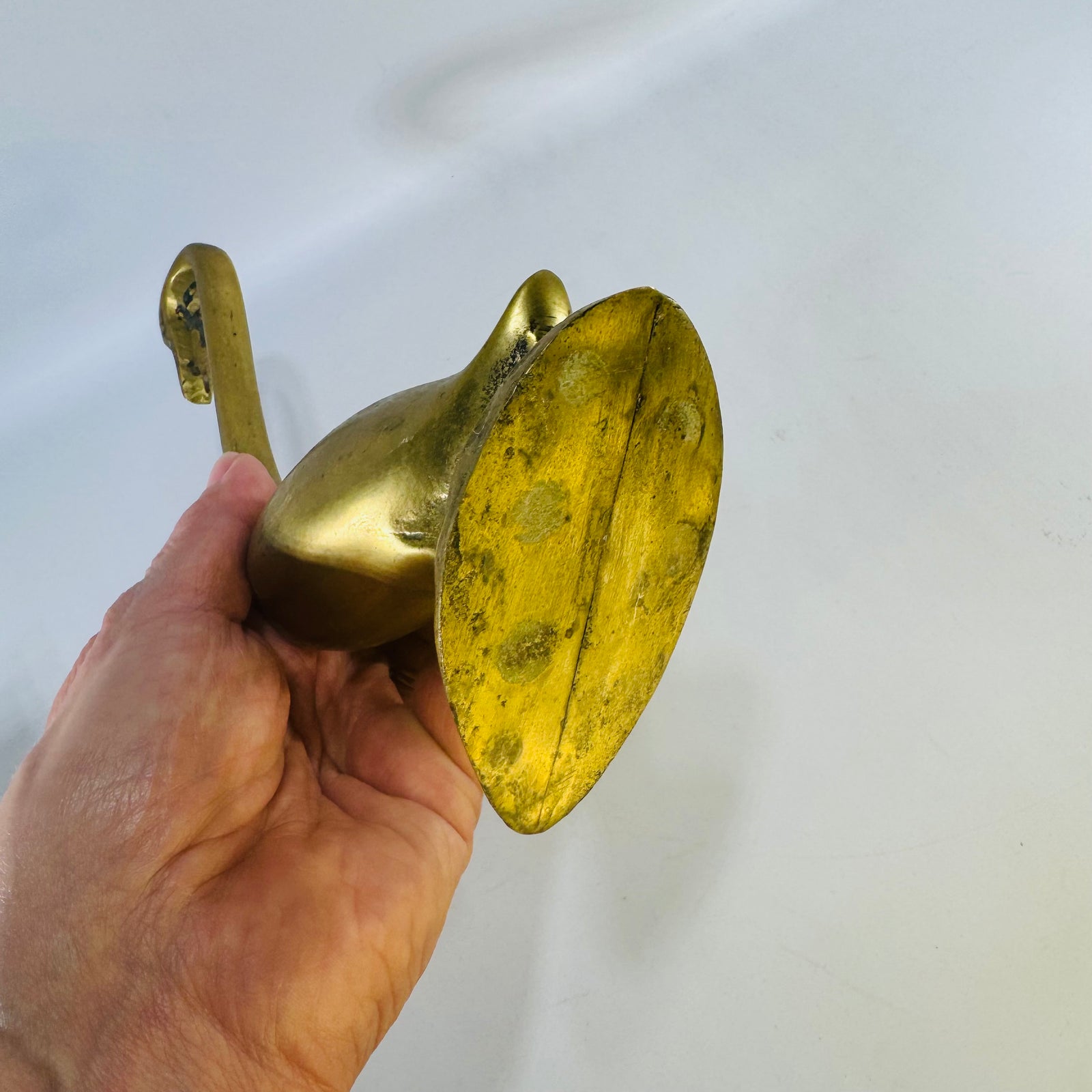 Vintage Brass Swan Figurine 8 Inch  Cast Bird Statue Hollywood Regency Decor