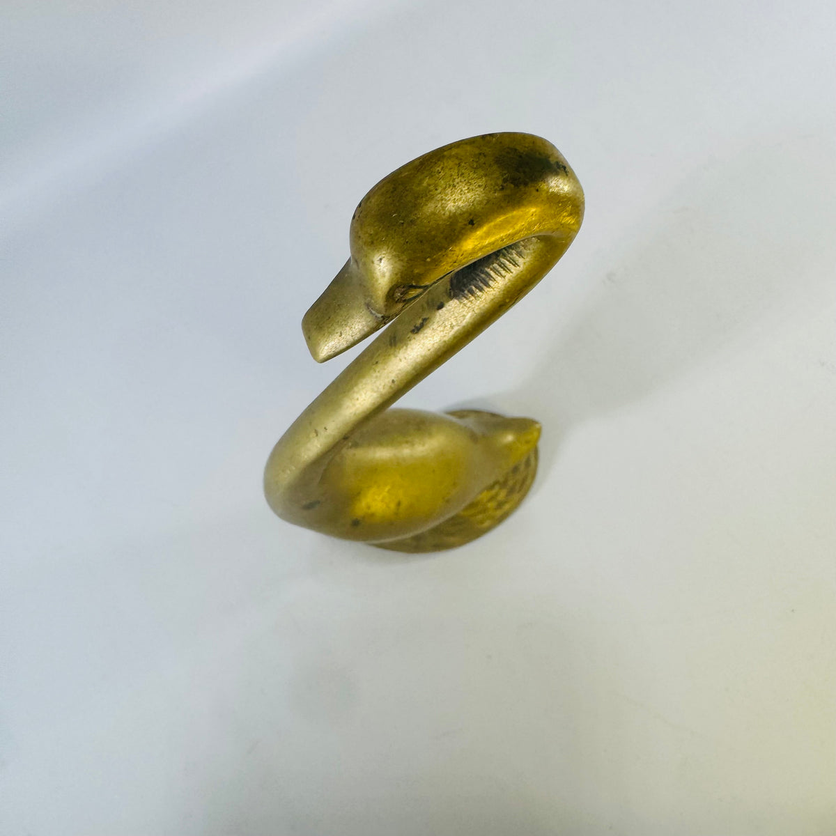 Vintage Brass Swan Figurine 8 Inch  Cast Bird Statue Hollywood Regency Decor