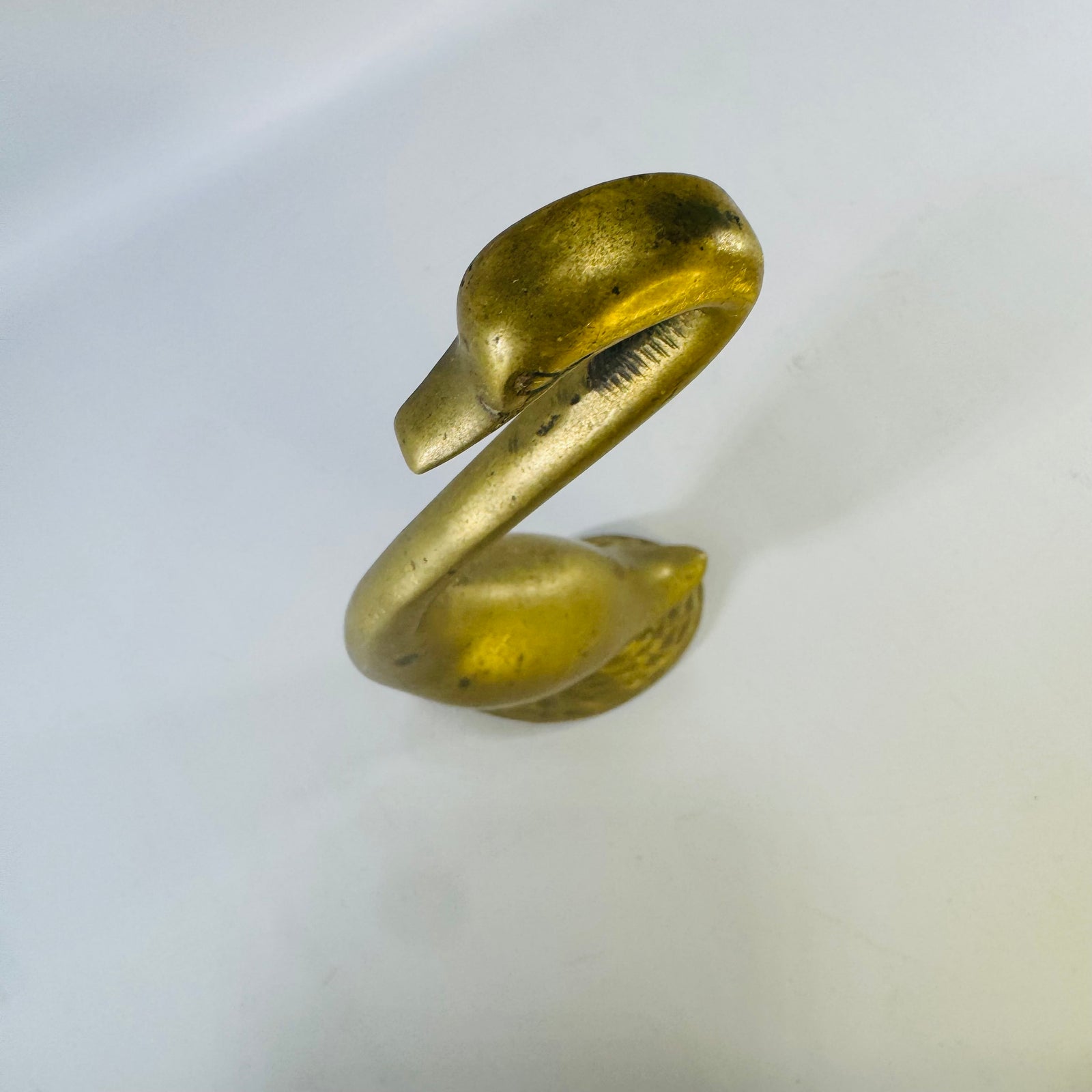 Vintage Brass Swan Figurine 8 Inch  Cast Bird Statue Hollywood Regency Decor