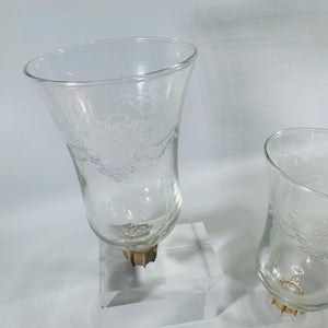Homco Hearts and Ribbons Votive Holders Set of 2 Vintage Home Interiors Etched Glass Peg Cups