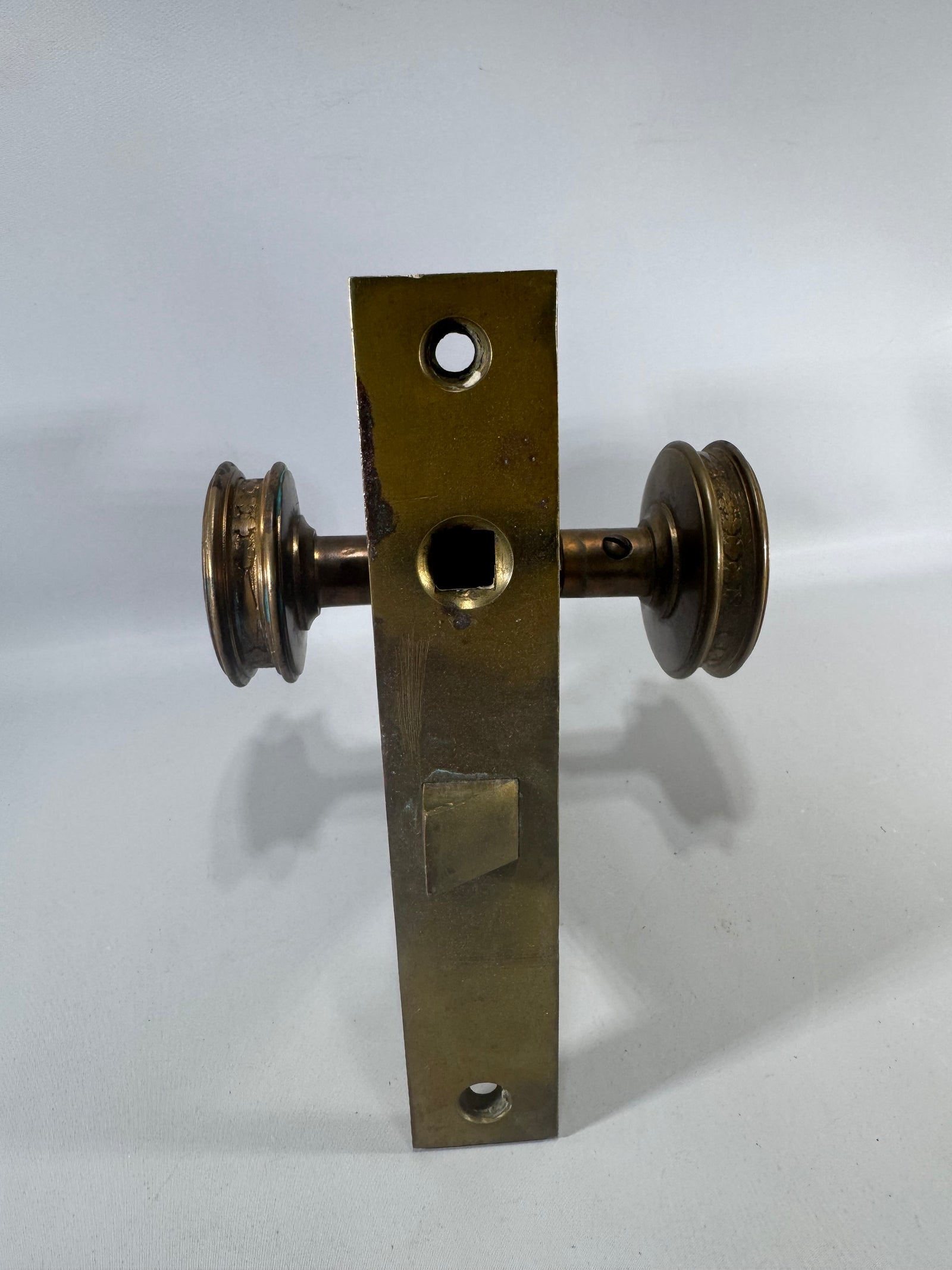 Antique Norwalk Mortise Lock Set with Ornate Brass Door Knobs Victorian Door Hardware