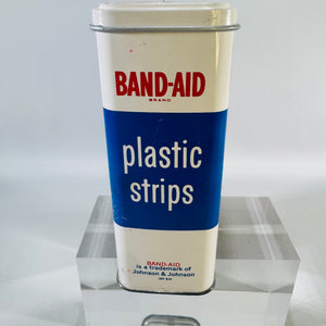 Vintage Band-Aid Metal Tin, 1970s Johnson & Johnson Plastic Strips 70 Bandage Value Pack, Empty Medical Advertising Box